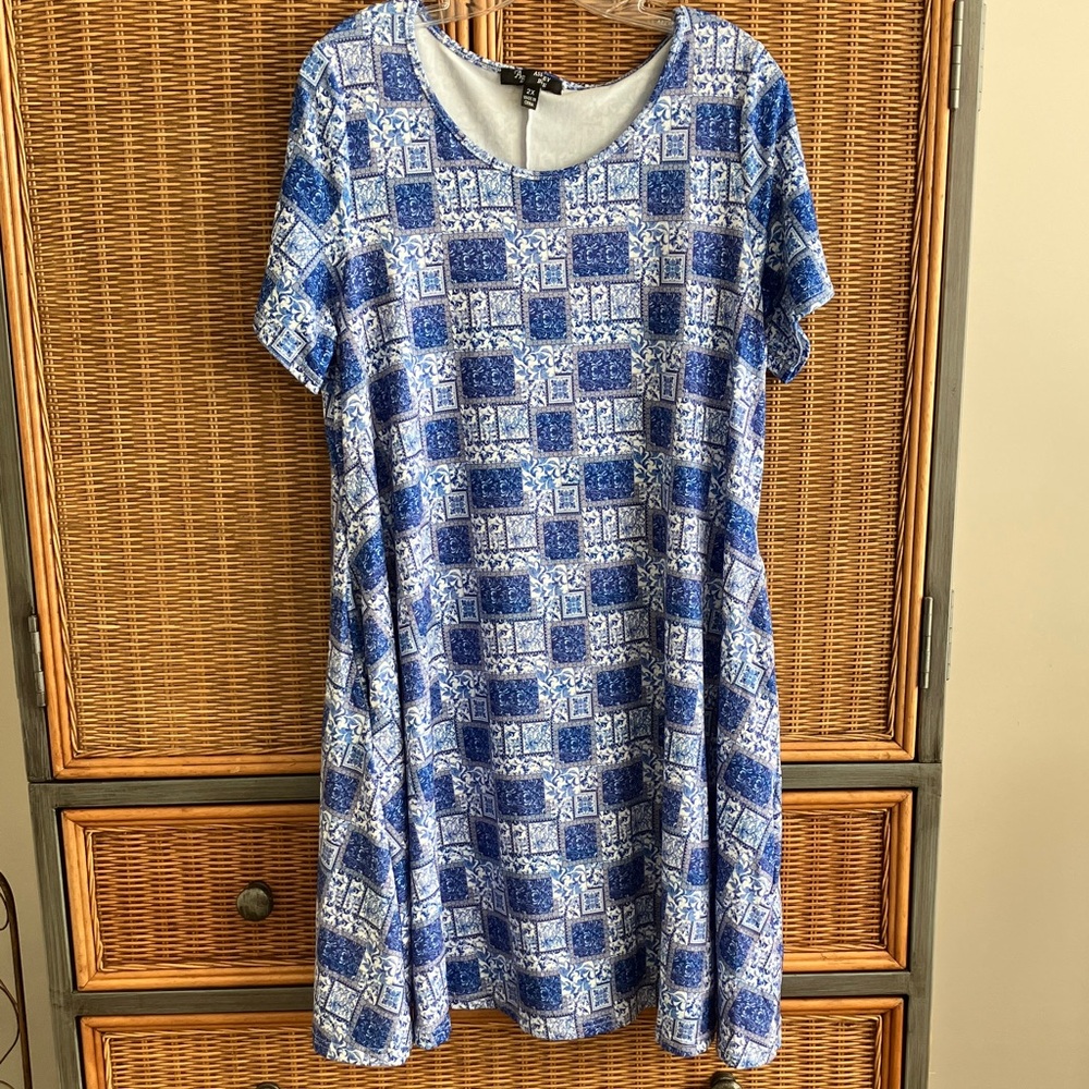 Ashley Blue Mosaic Print Dress
